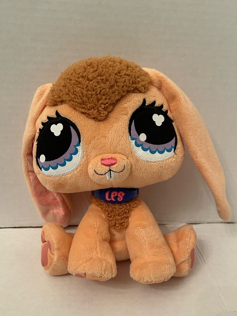 Littlest Pet Shop Peach Bunny Plush with Big Blue-Purple Eyes